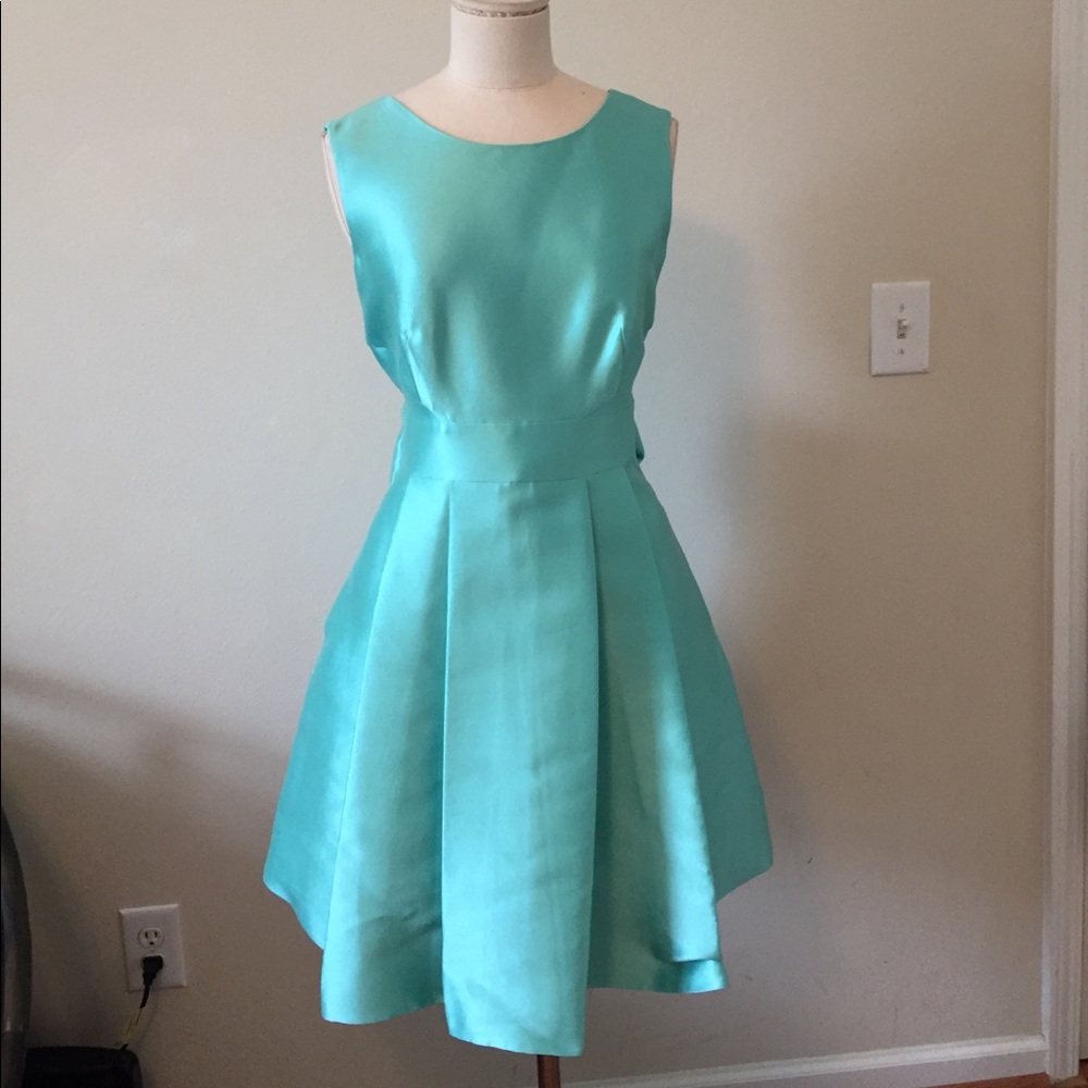 kate spade Aqua Satin Bow-Back Cocktail Dress - Picture 2 of 2